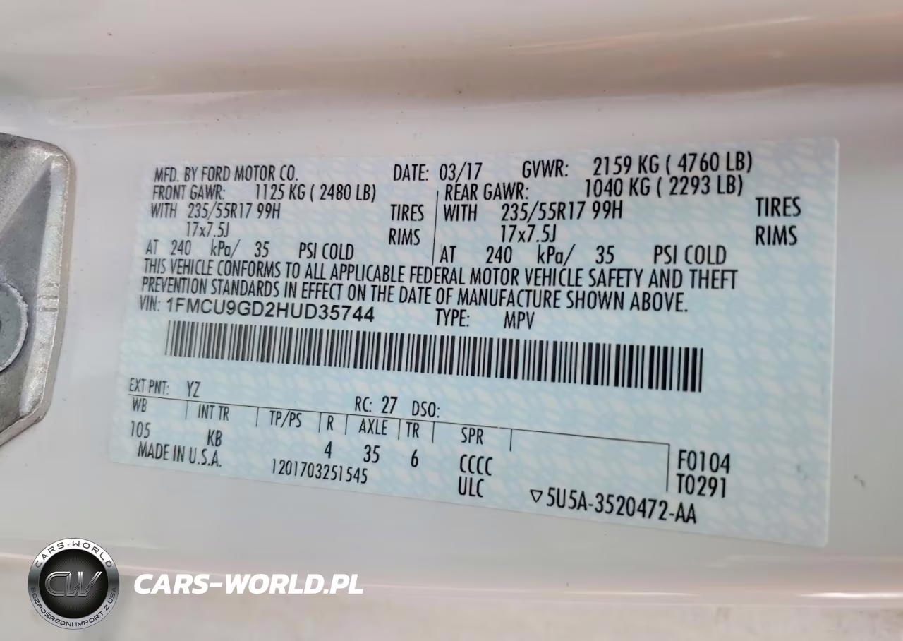 2017 Ford Escape Se VIN:1FMCU9GD2HUD35744 - 13