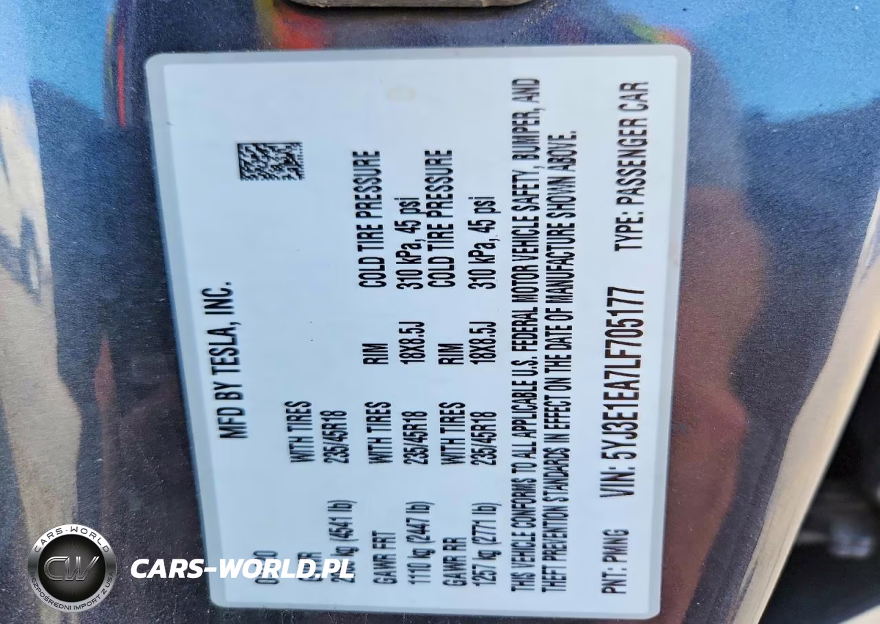 2020 Tesla Model 3 VIN:5YJ3E1EA7LF705177 - 12