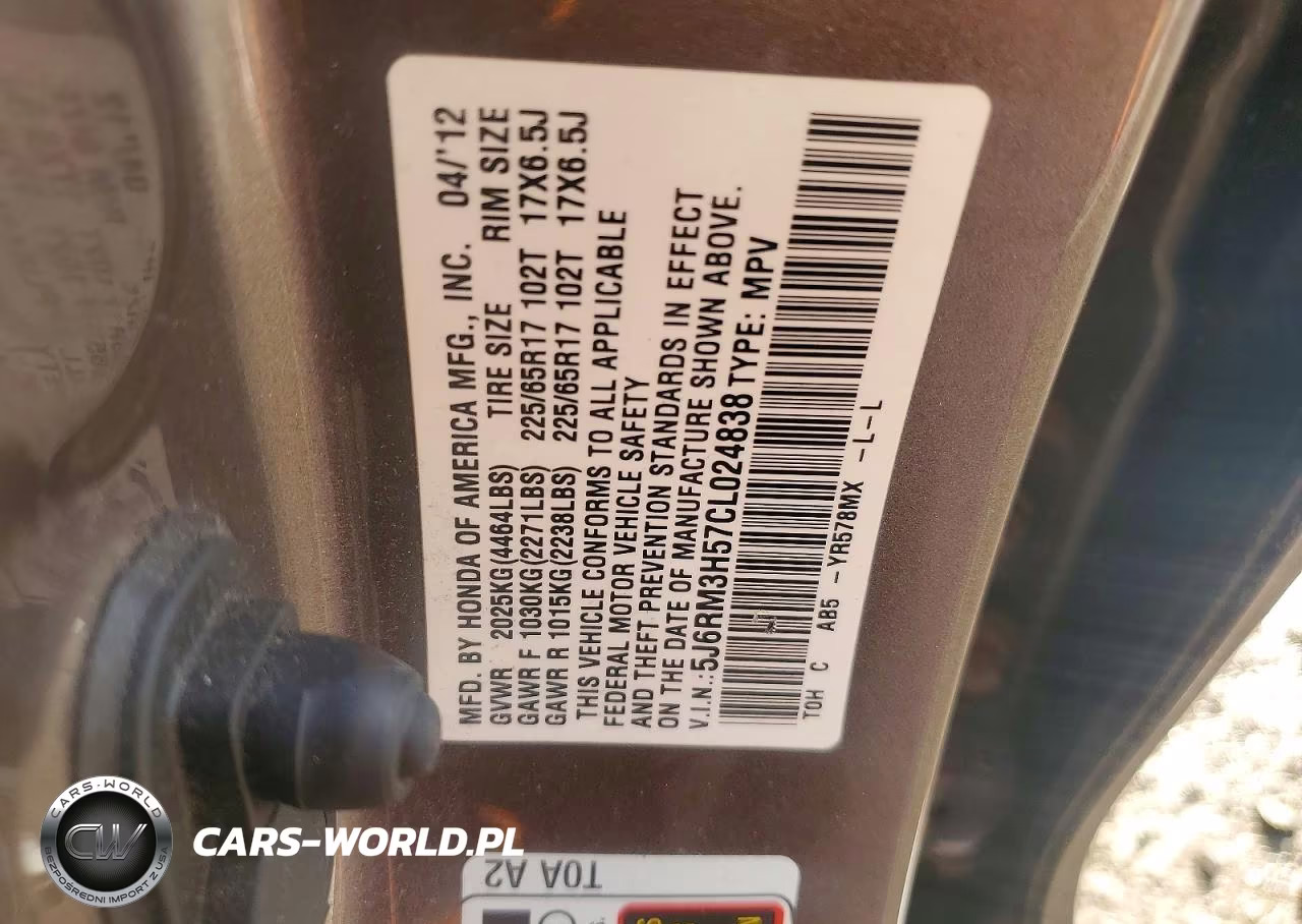 2012 Honda Cr-V Ex VIN:5J6RM3H57CL024838 - 12