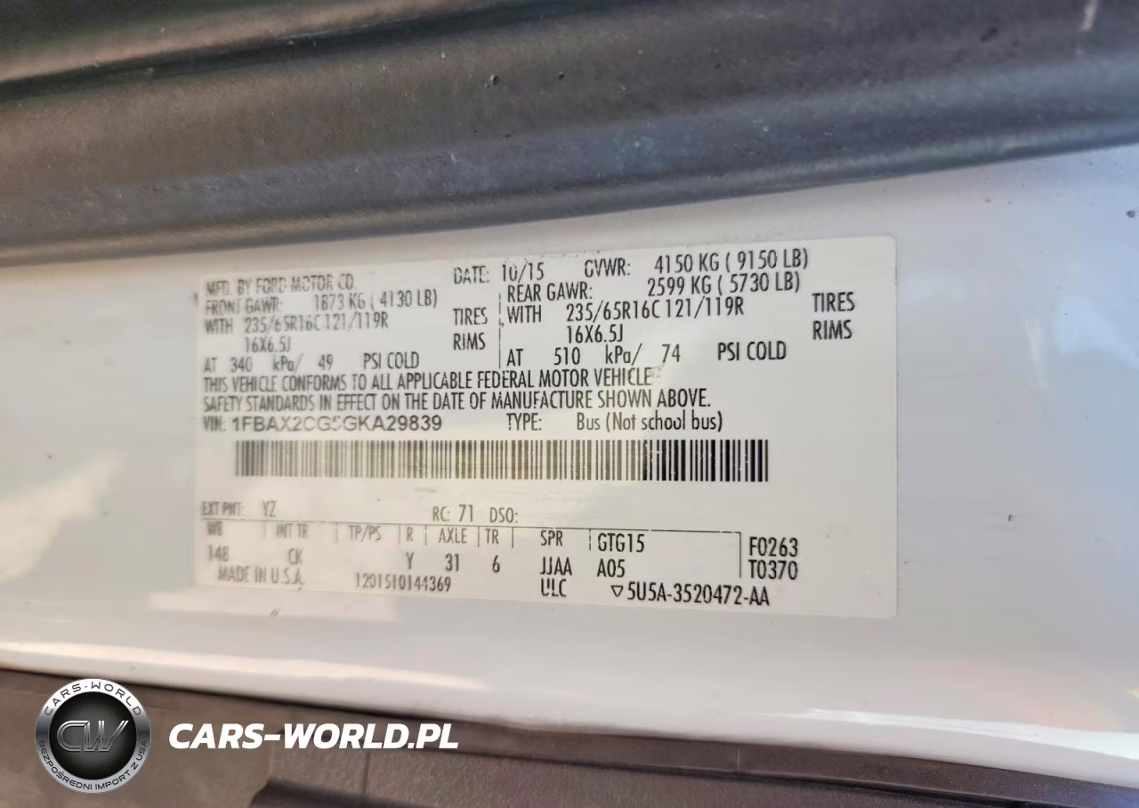 2016 Ford Transit T-350 VIN:1FBAX2CG5GKA29839 - 13