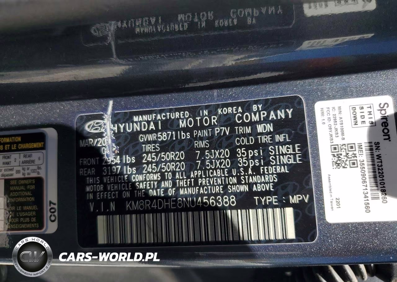 2022 Hyundai Palisade Sel VIN:KM8R4DHE8NU456388 - 12