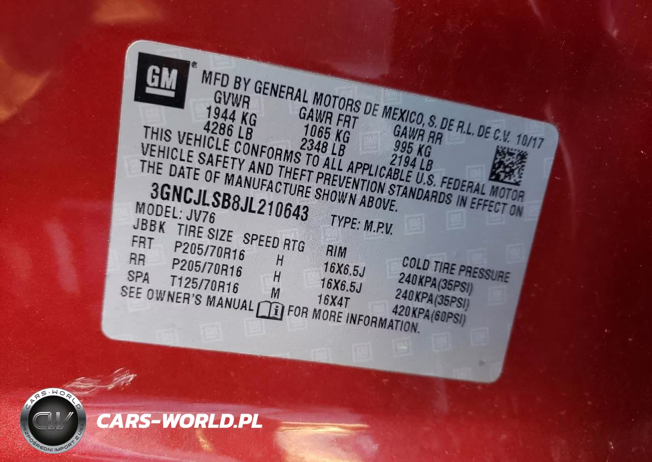 2018 Chevrolet Trax 1Lt VIN:3GNCJLSB8JL210643 - 10