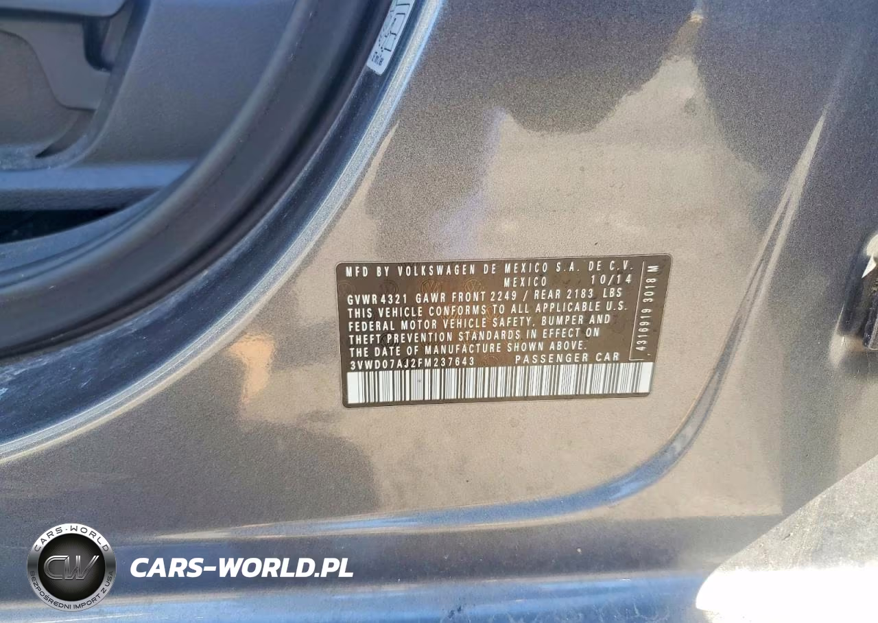 2015 Volkswagen Jetta Se VIN:3VWD07AJ2FM237643 - 12