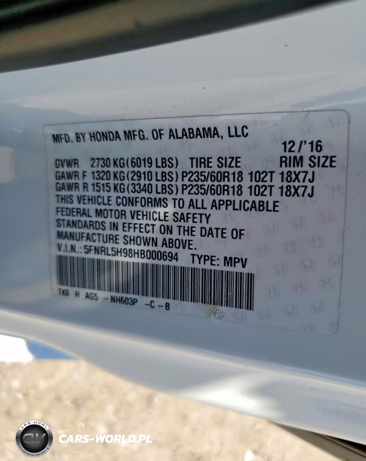 2017 Honda Odyssey Touring VIN:5FNRL5H98HB000694 - 13