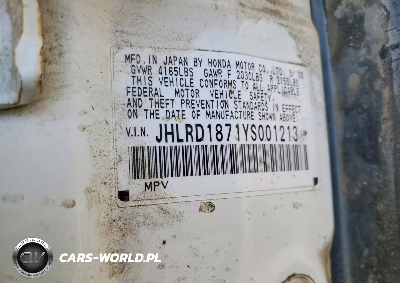 2000 Honda Cr-V Se VIN:JHLRD1871YS001213 - 13