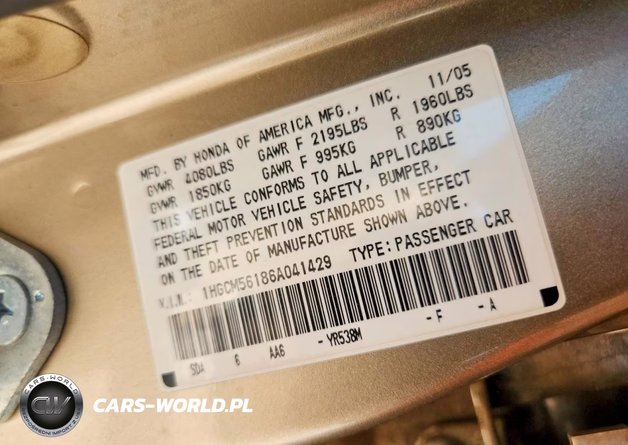 2006 Honda Accord Value VIN:1HGCM56186A041429 - 12