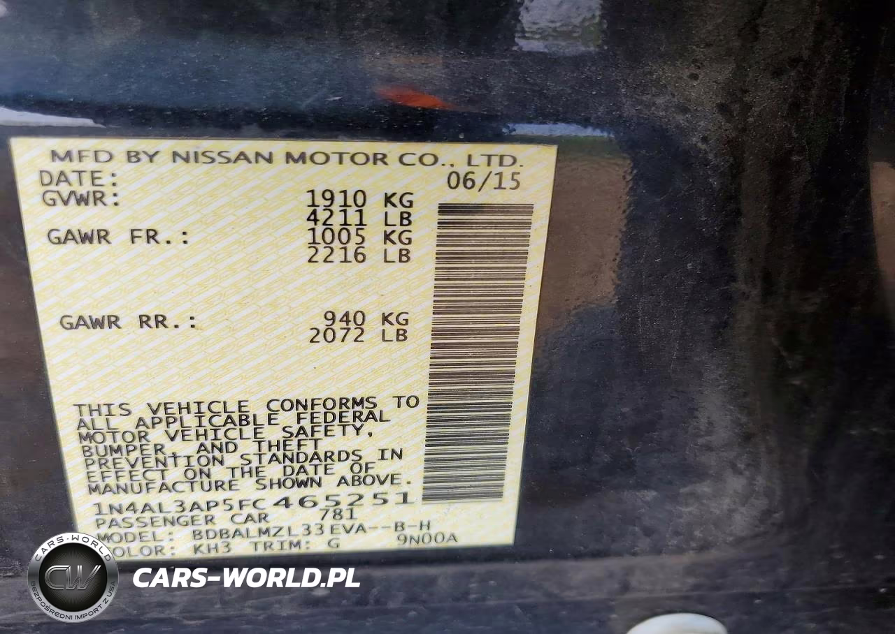 2015 Nissan Altima 2.5 Sv VIN:1N4AL3AP5FC465251 - 12