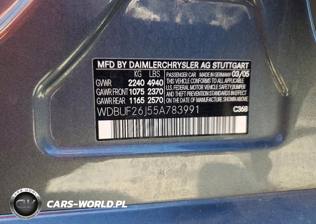 2005 Mercedes-Benz E 320 Cdi VIN:WDBUF26J55A783991 - 12