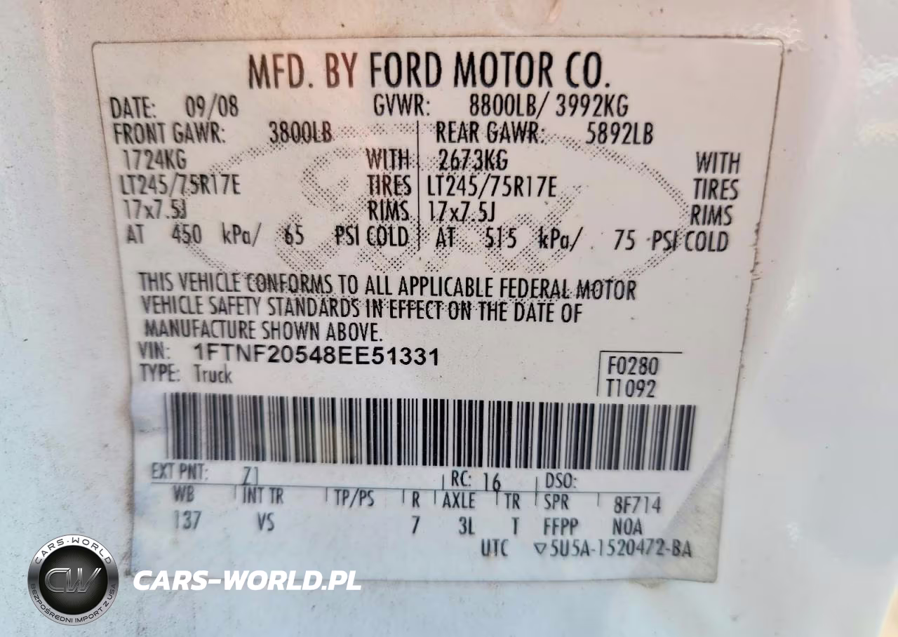2008 Ford F250 Super Duty VIN:1FTNF20548EE51331 - 12
