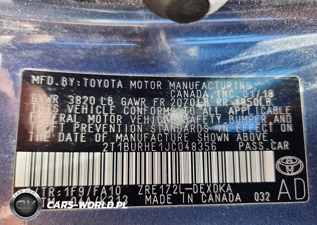 2018 Toyota Corolla L VIN:2T1BURHE1JC048356 - 12