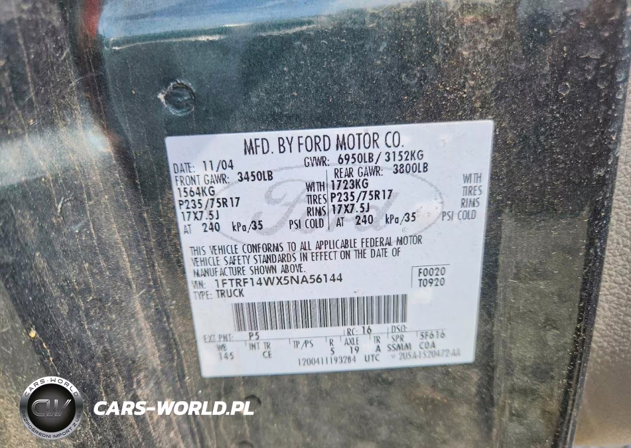 2005 Ford F150 VIN:1FTRF14WX5NA56144 - 12