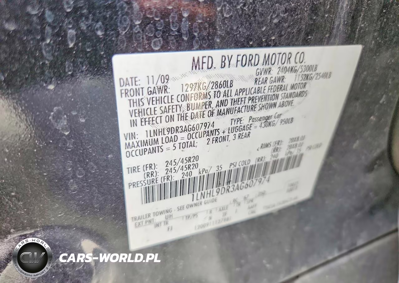 2010 Lincoln Mks VIN:1LNHL9DR3AG607974 - 12