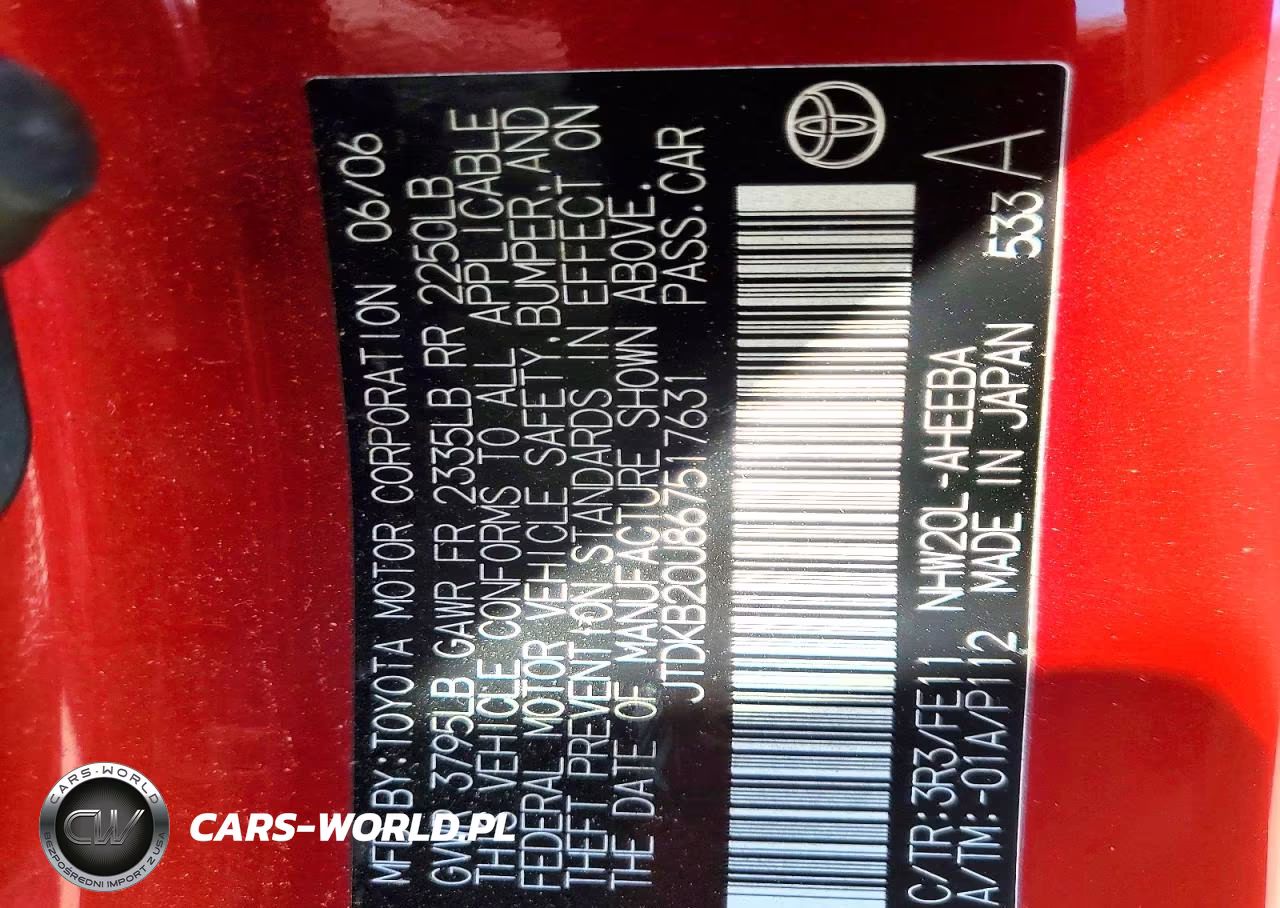 2006 Toyota Prius Base VIN:JTDKB20U867517631 - 12