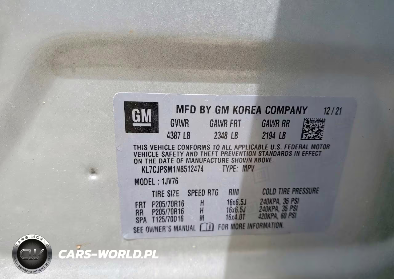 2022 Chevrolet Trax 1Lt VIN:KL7CJPSM1NB512474 - 12
