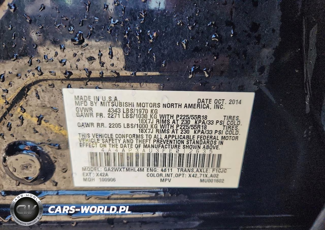 2015 Mitsubishi Outlander Sport Es VIN:4A4AP3AU3FE012635 - 13