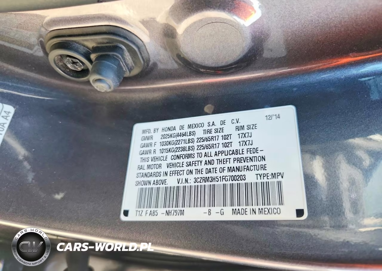 2015 Honda Cr-V VIN:3CZRM3H51FG700203 - 12