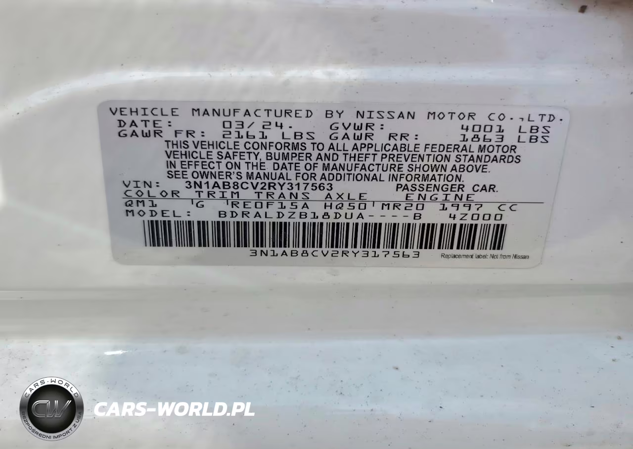 2024 Nissan Sentra VIN:3N1AB8CV2RY317563 - 12