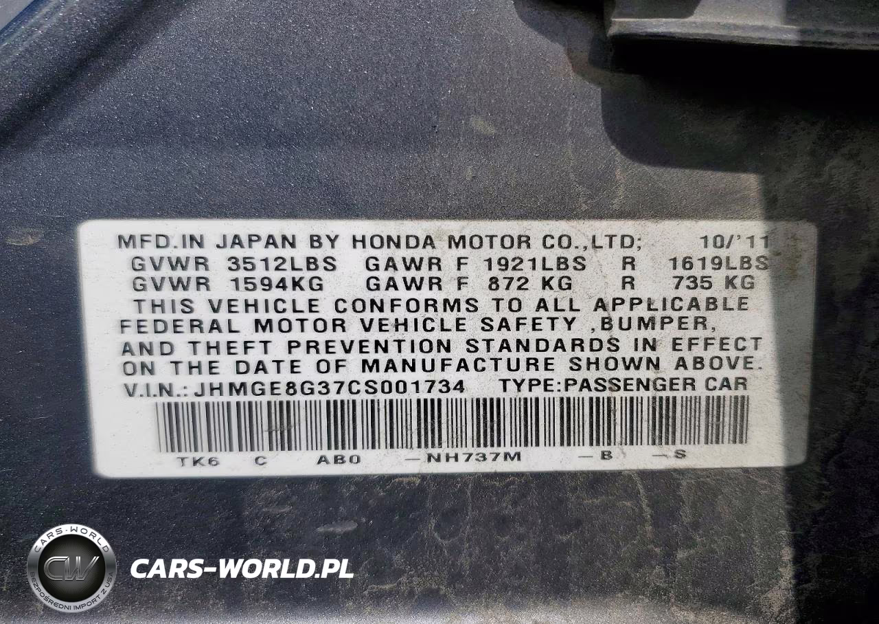 2012 Honda Fit VIN:JHMGE8G37CS001734 - 12