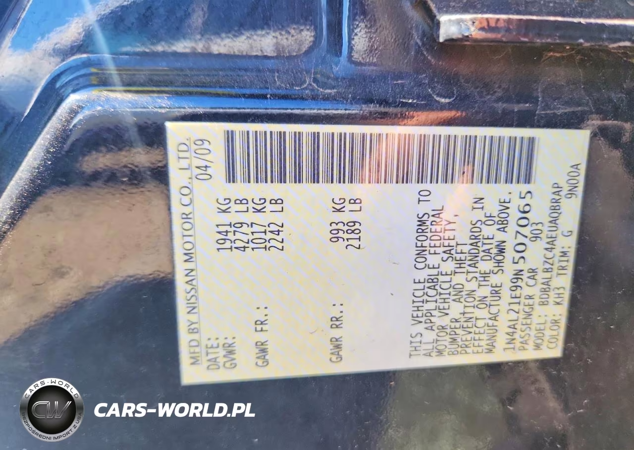 2009 Nissan Altima 2.5 VIN:1N4AL21E99N507065 - 12