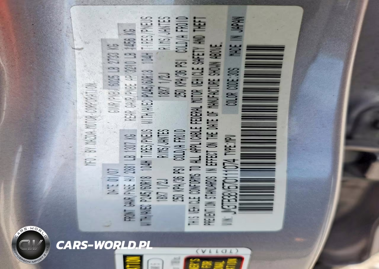 2007 Mazda Cx-9 VIN:JM3TB38Y670111074 - 13