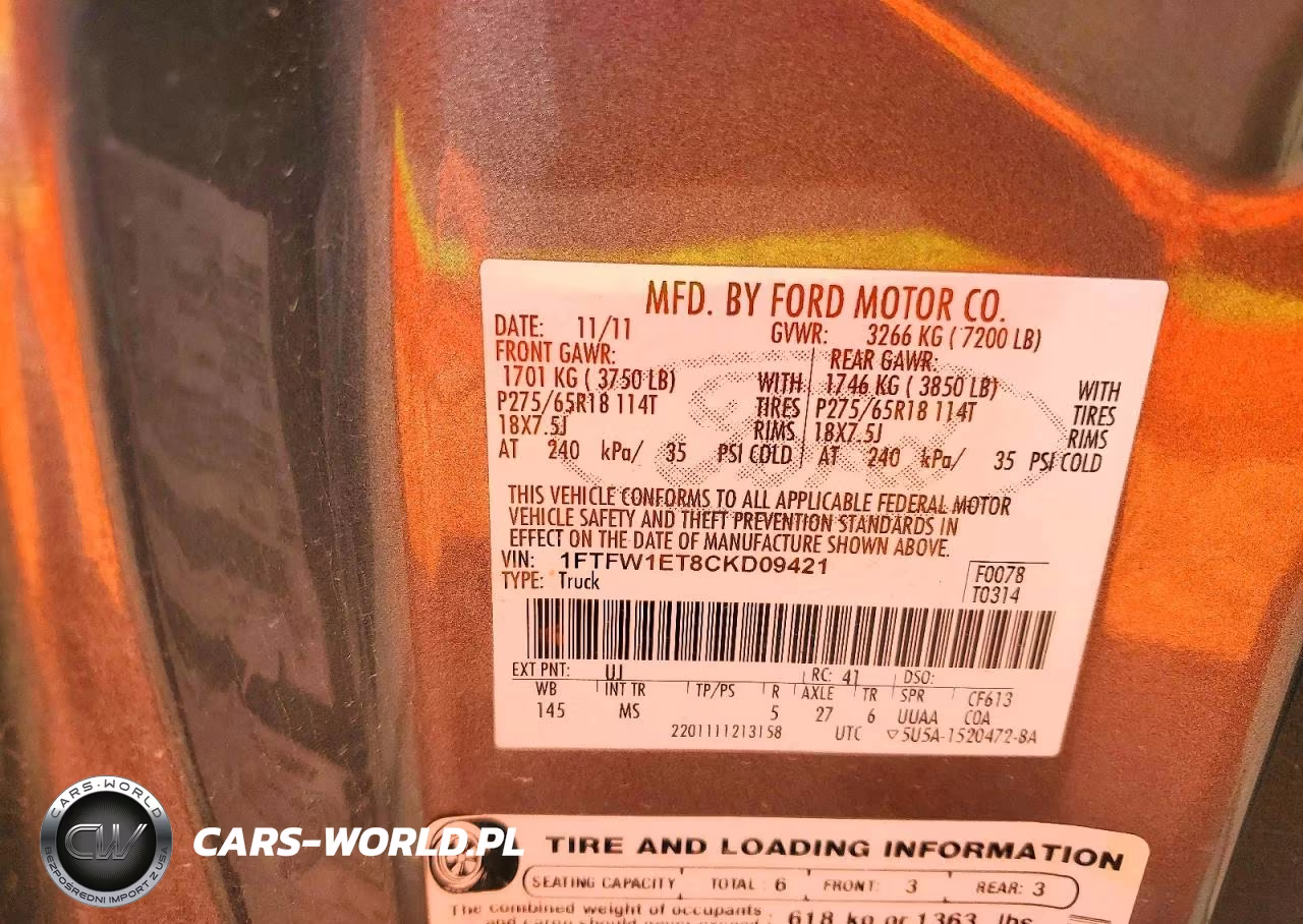2012 Ford F150 Supercrew VIN:1FTFW1ET8CKD09421 - 12
