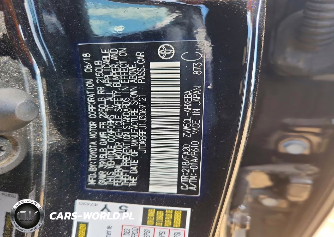 2018 Toyota Prius Two VIN:JTDKBRFU1J3069121 - 13