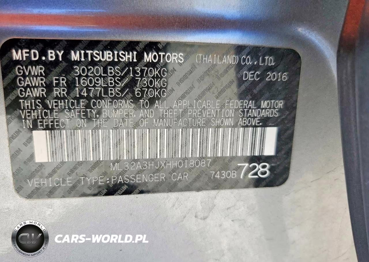 2017 Mitsubishi Mirage Es VIN:ML32A3HJXHH018087 - 13