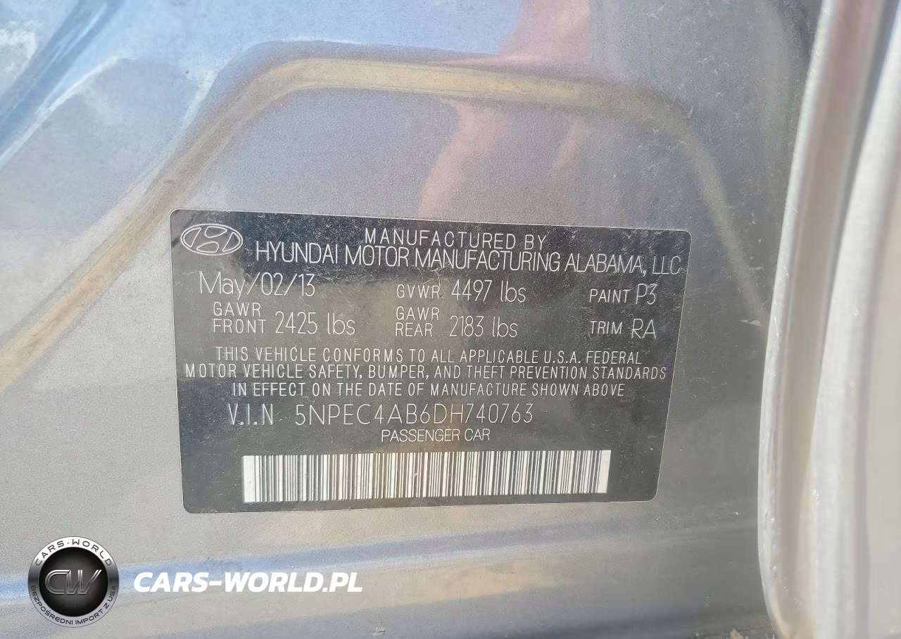 2013 Hyundai Sonata Se 2.0T VIN:5NPEC4AB6DH740763 - 12