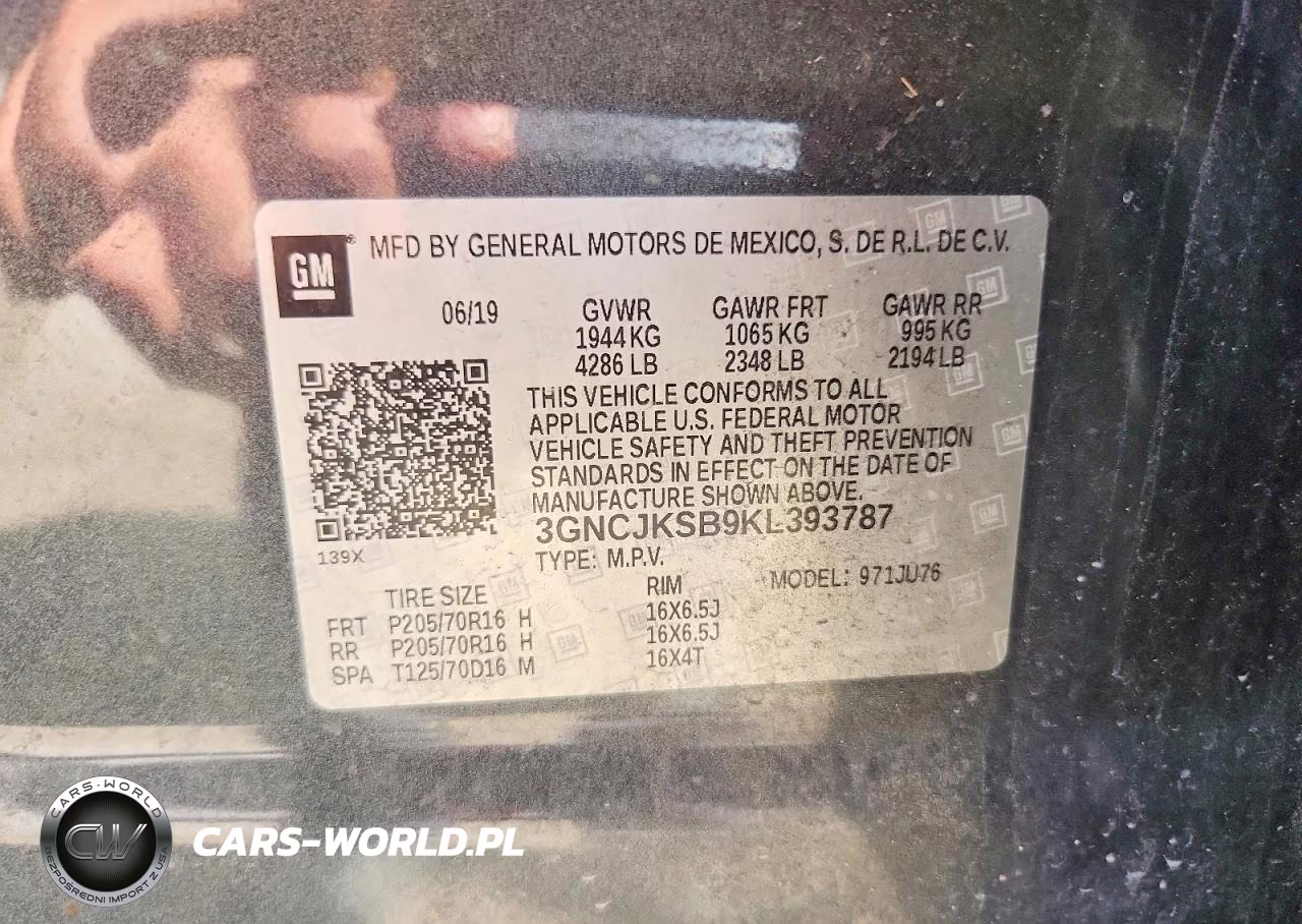 2019 Chevrolet Trax Ls VIN:3GNCJKSB9KL393787 - 12
