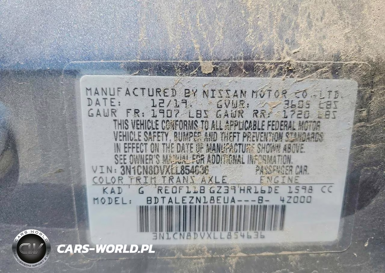 2020 Nissan Versa S VIN:3N1CN8DVXLL854636 - 12