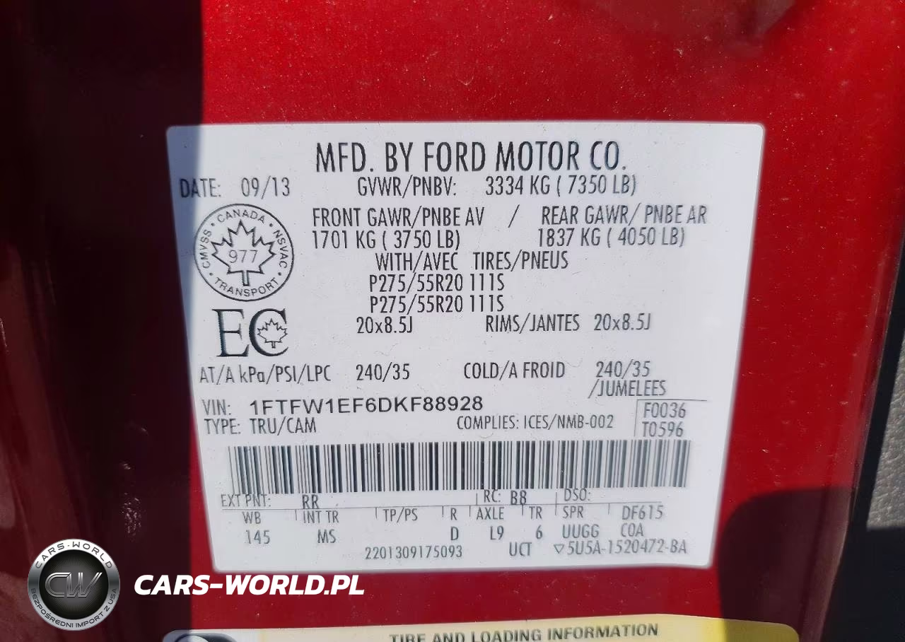 2013 Ford F150 Supercrew VIN:1FTFW1EF6DKF88928 - 12