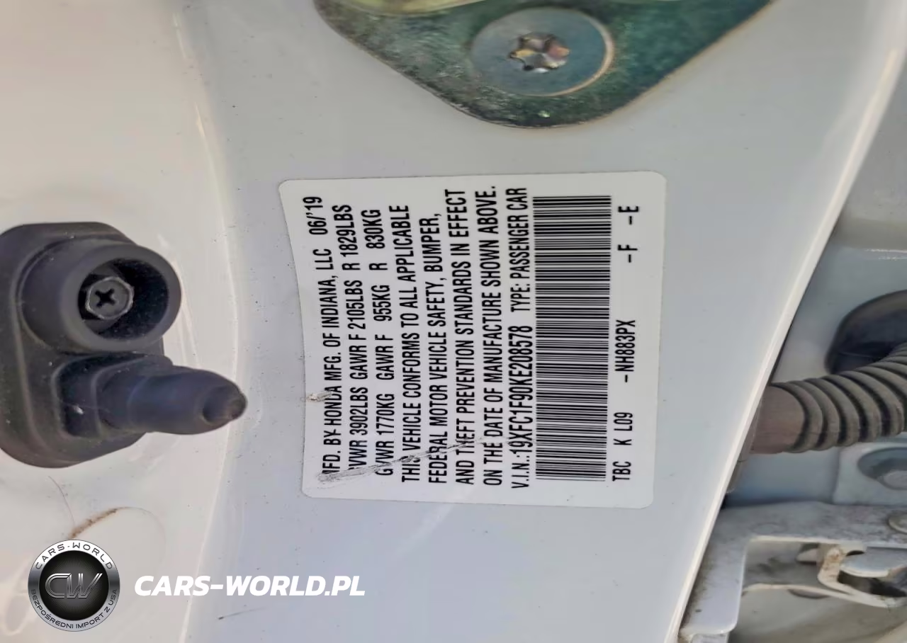 2019 Honda Civic Touring VIN:19XFC1F90KE208578 - 12