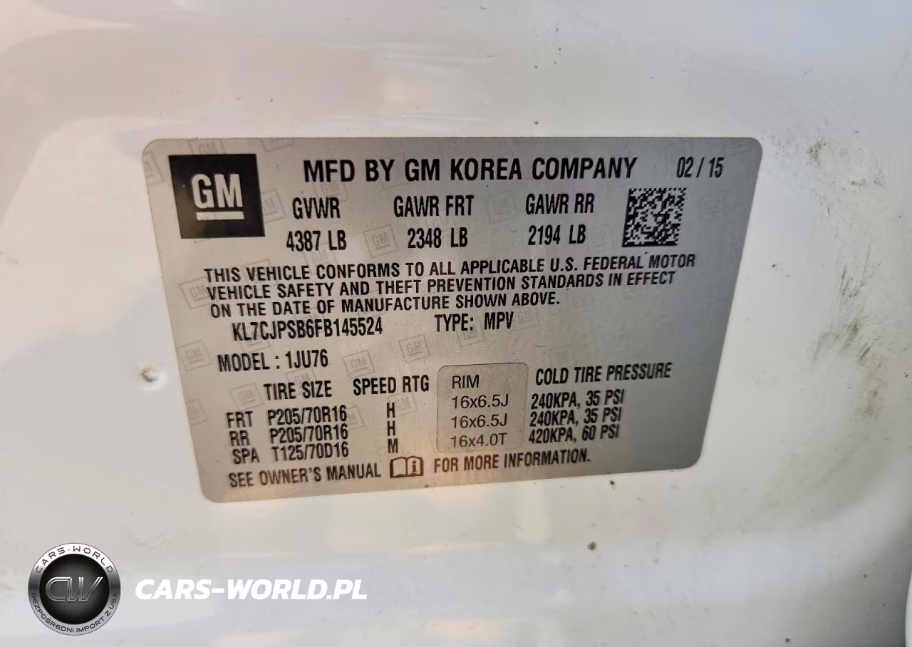 2015 Chevrolet Trax 1Ls VIN:KL7CJPSB6FB145524 - 13