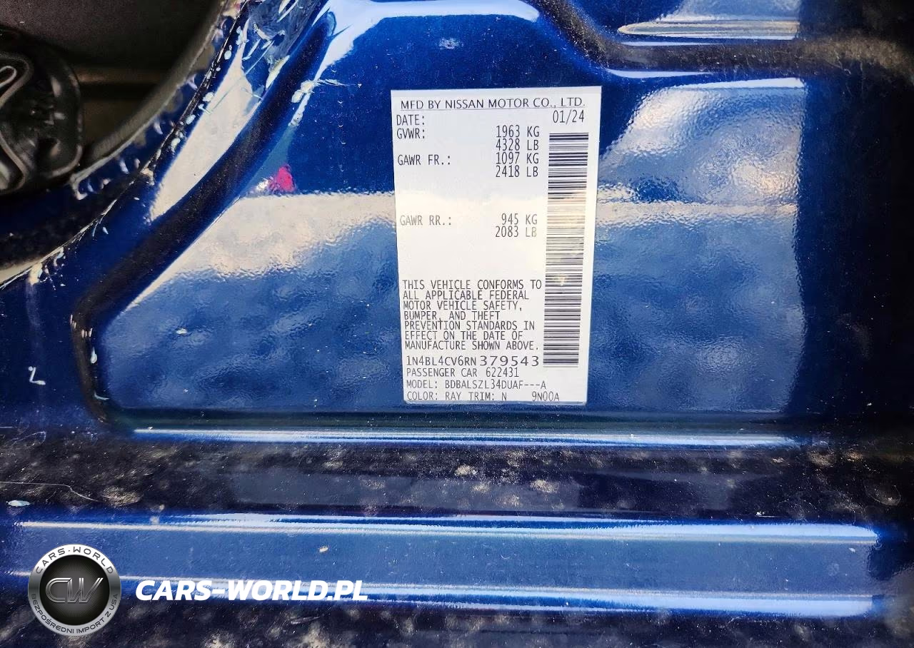 2024 Nissan Altima Sr VIN:1N4BL4CV6RN379543 - 12