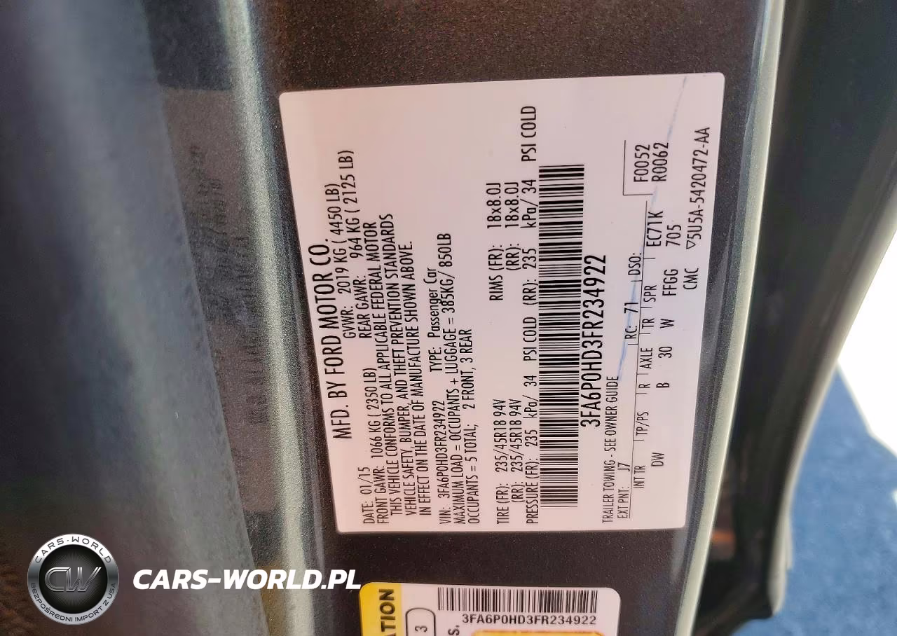 2015 Ford Fusion Se VIN:3FA6P0HD3FR234922 - 12