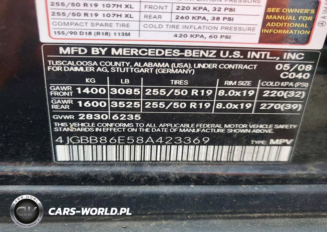 2008 Mercedes-Benz Ml 350 VIN:4JGBB86E58A423369 - 12