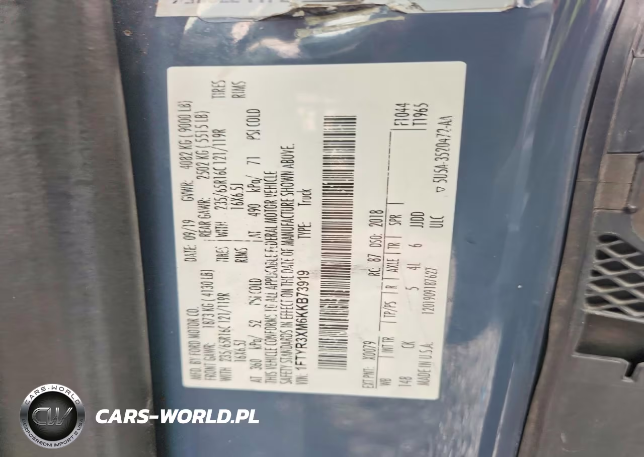 2019 Ford Transit 250 Delivery Van VIN:1FTYR3XM6KKB73919 - 13