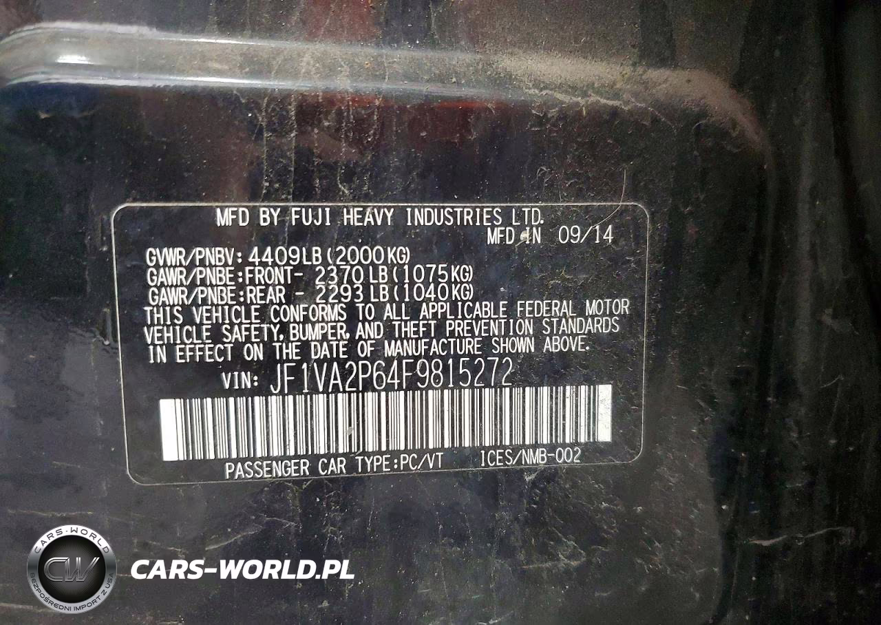 2015 Subaru Wrx Sti VIN:JF1VA2P64F9815272 - 12