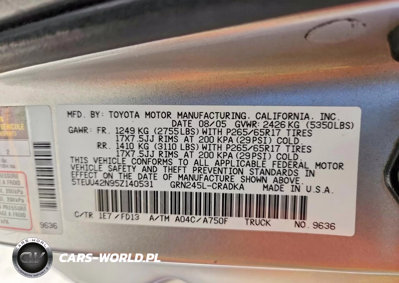 2005 Toyota Tacoma Access Cab VIN:5TEUU42N95Z140531 - 13