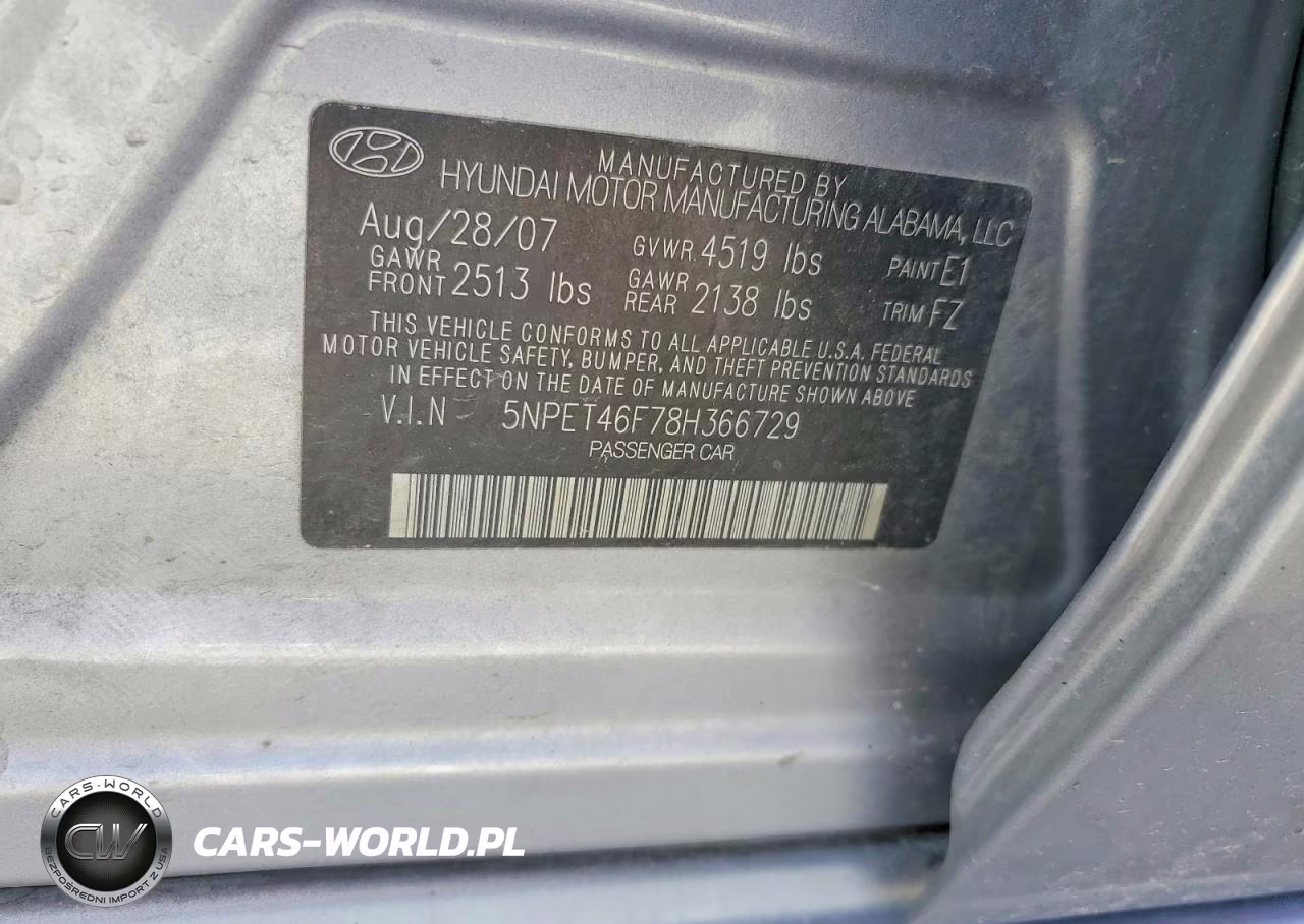 2008 Hyundai Sonata Gls VIN:5NPET46F78H366729 - 13