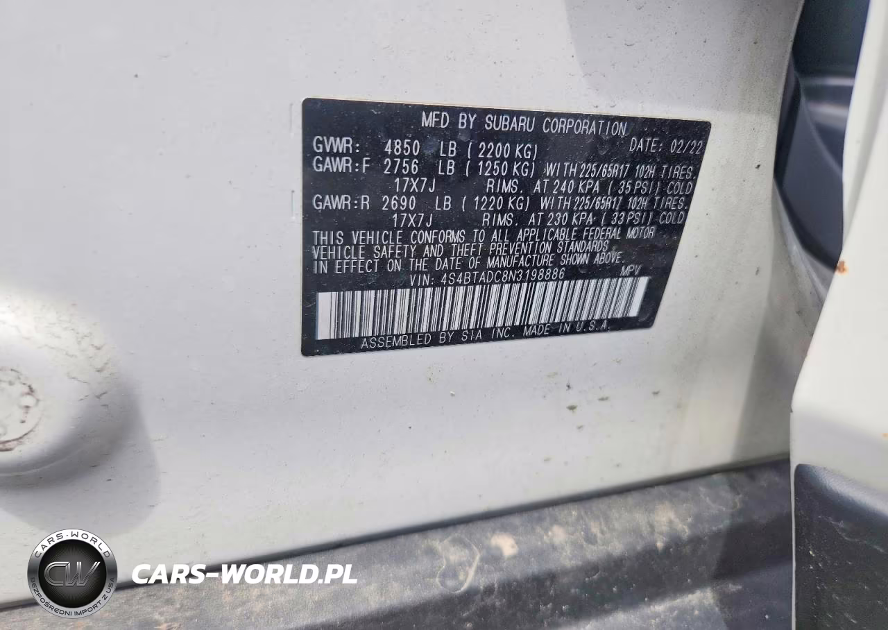 2022 Subaru Outback Premium VIN:4S4BTADC8N3198886 - 13