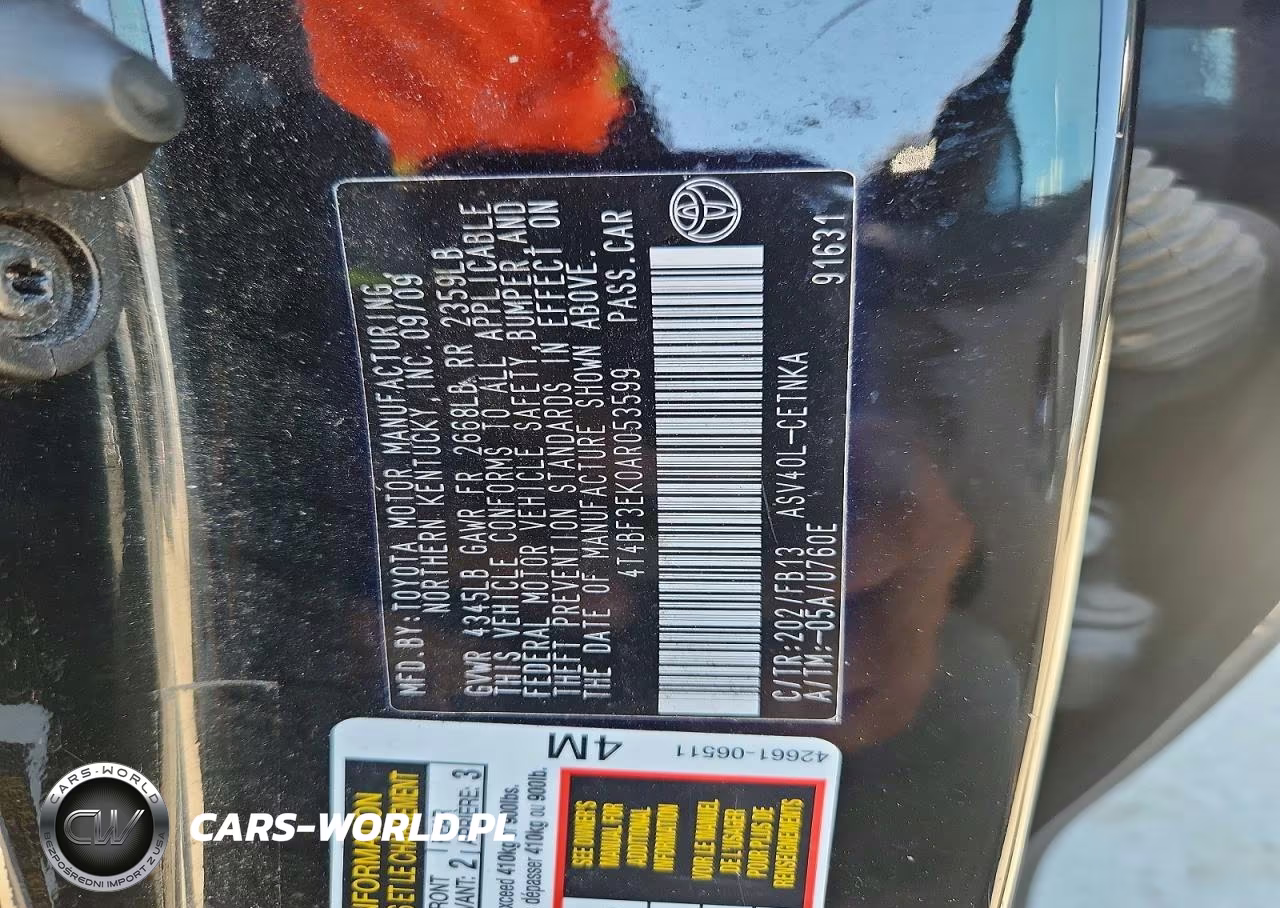 2010 Toyota Camry Le VIN:4T4BF3EK0AR053599 - 12