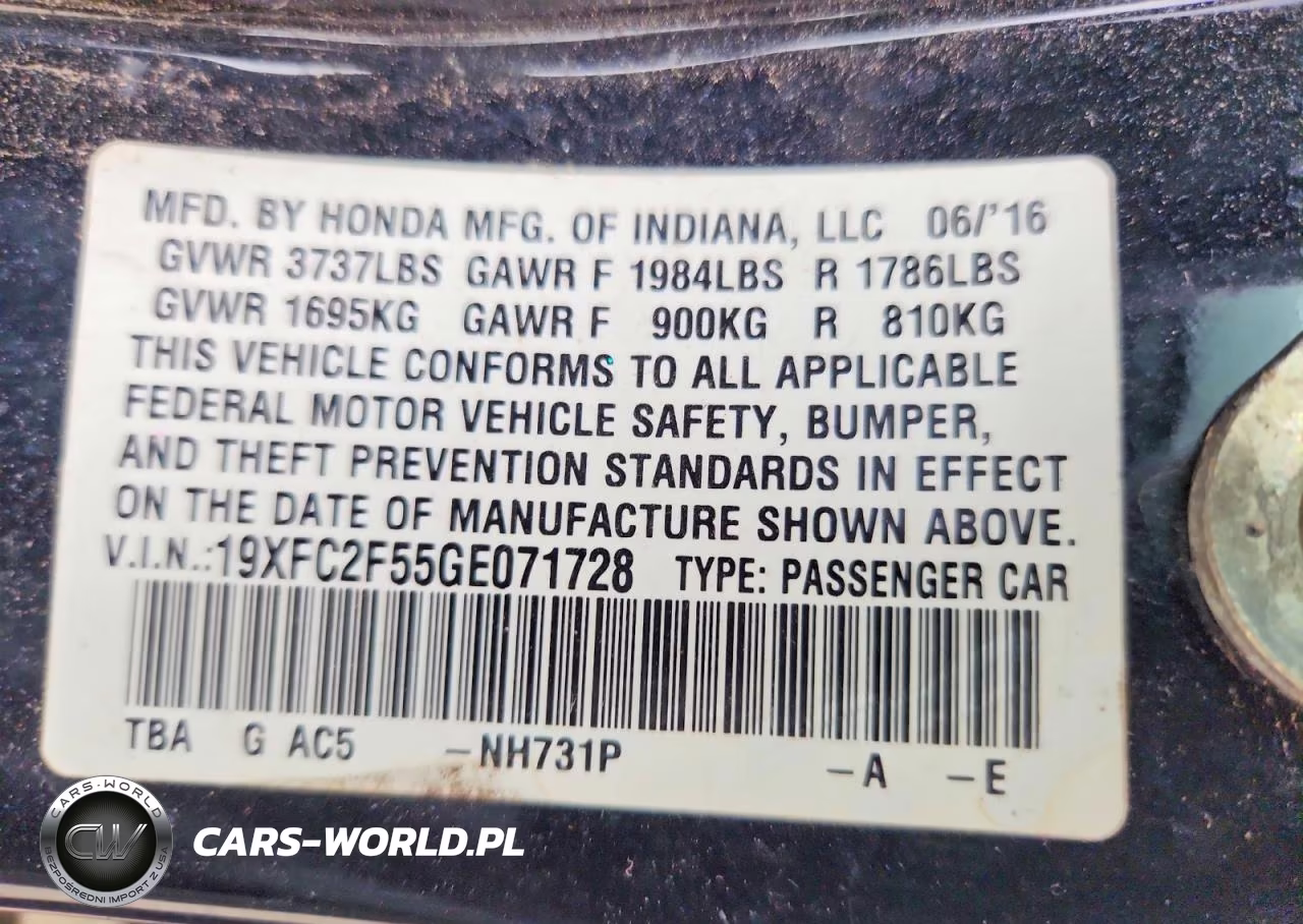 2016 Honda Civic Lx VIN:19XFC2F55GE071728 - 13