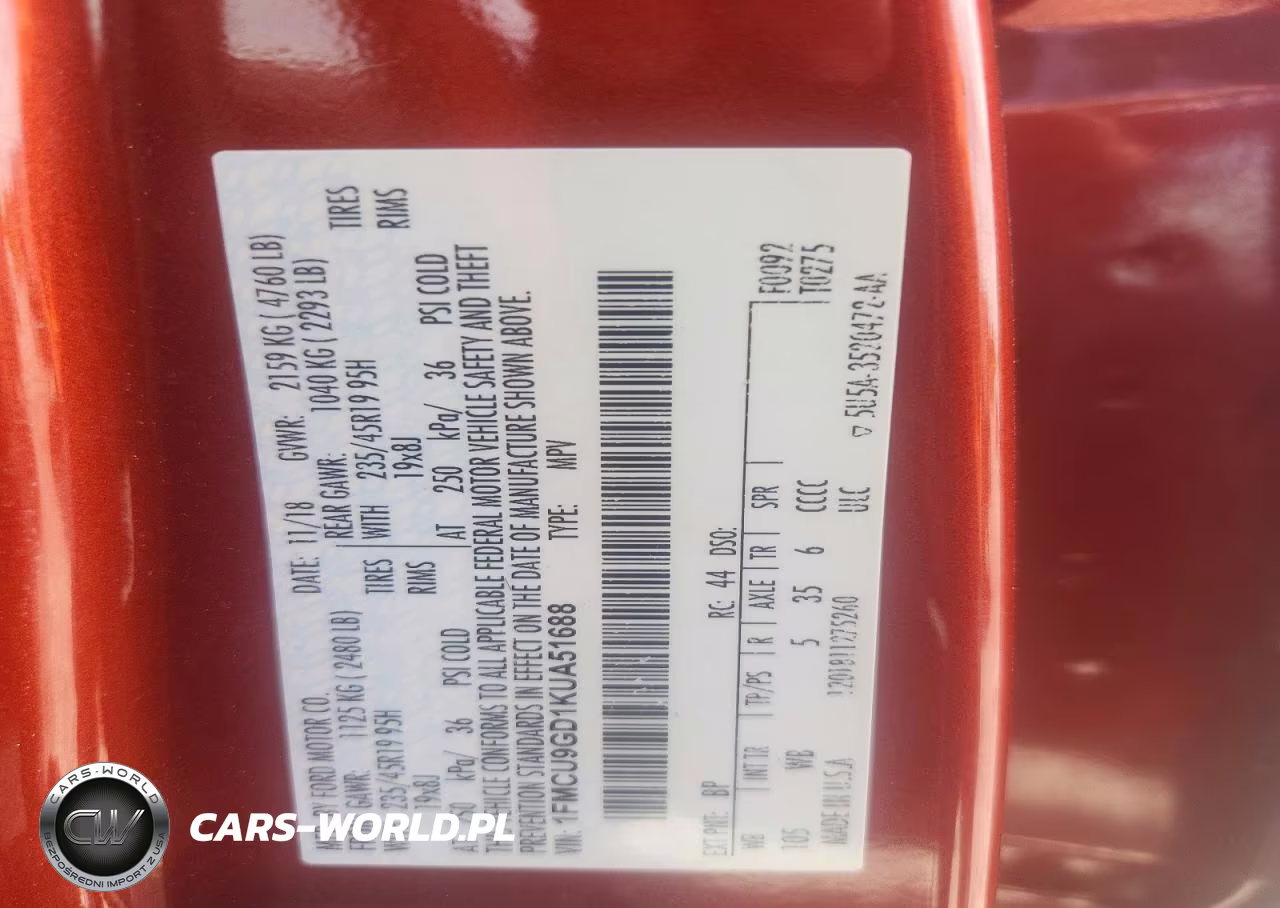 2019 Ford Escape Se VIN:1FMCU9GD1KUA51688 - 12