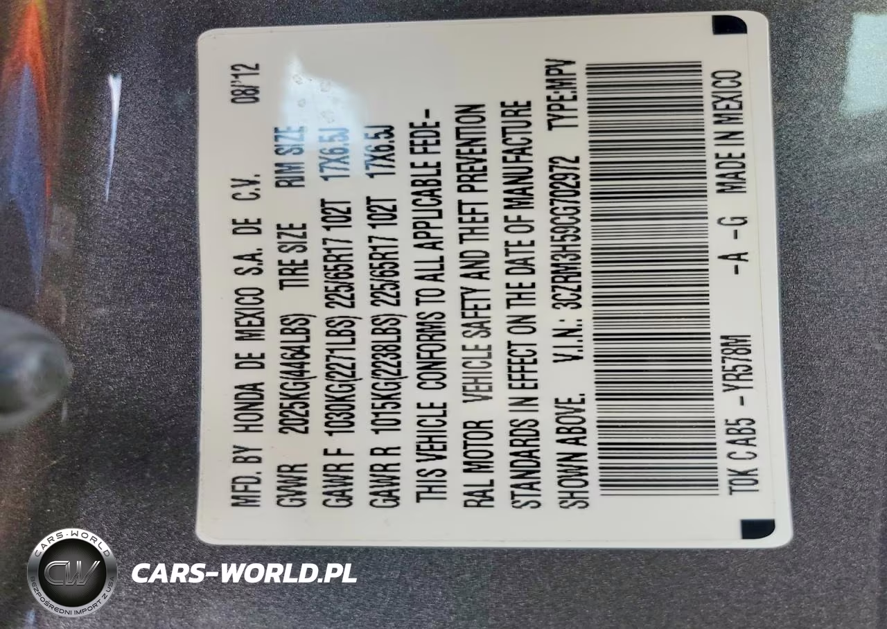 2012 Honda Cr-V Ex VIN:3CZRM3H59CG702972 - 13