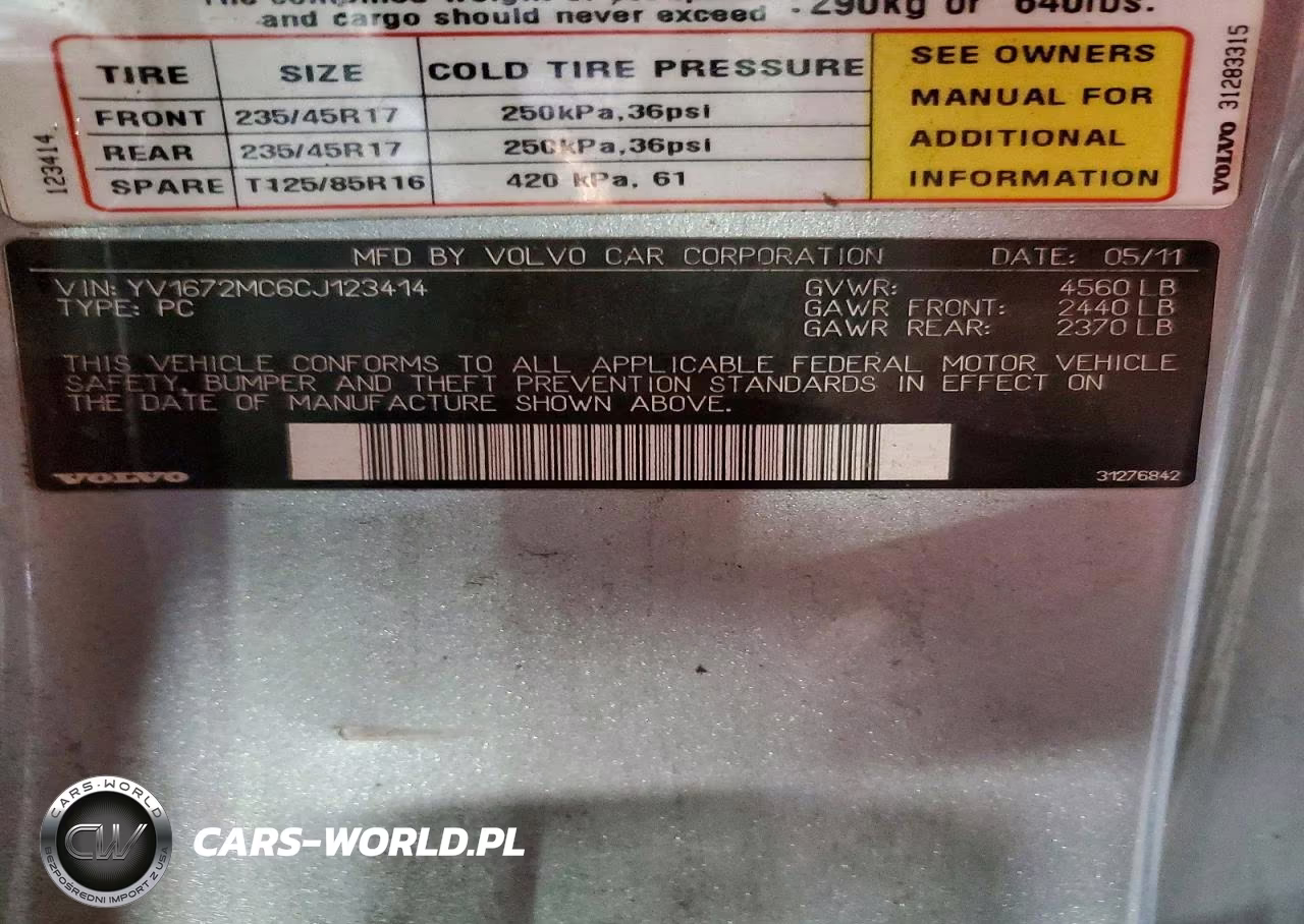 2012 Volvo C70 T5 VIN:YV1672MC6CJ123414 - 12