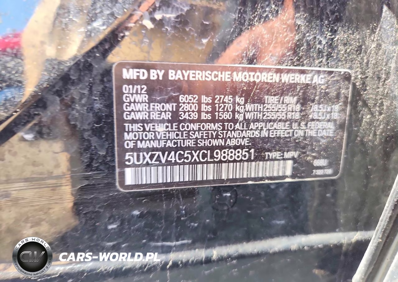 2012 BMW X5 xDrive35I VIN:5UXZV4C5XCL988851 - 12