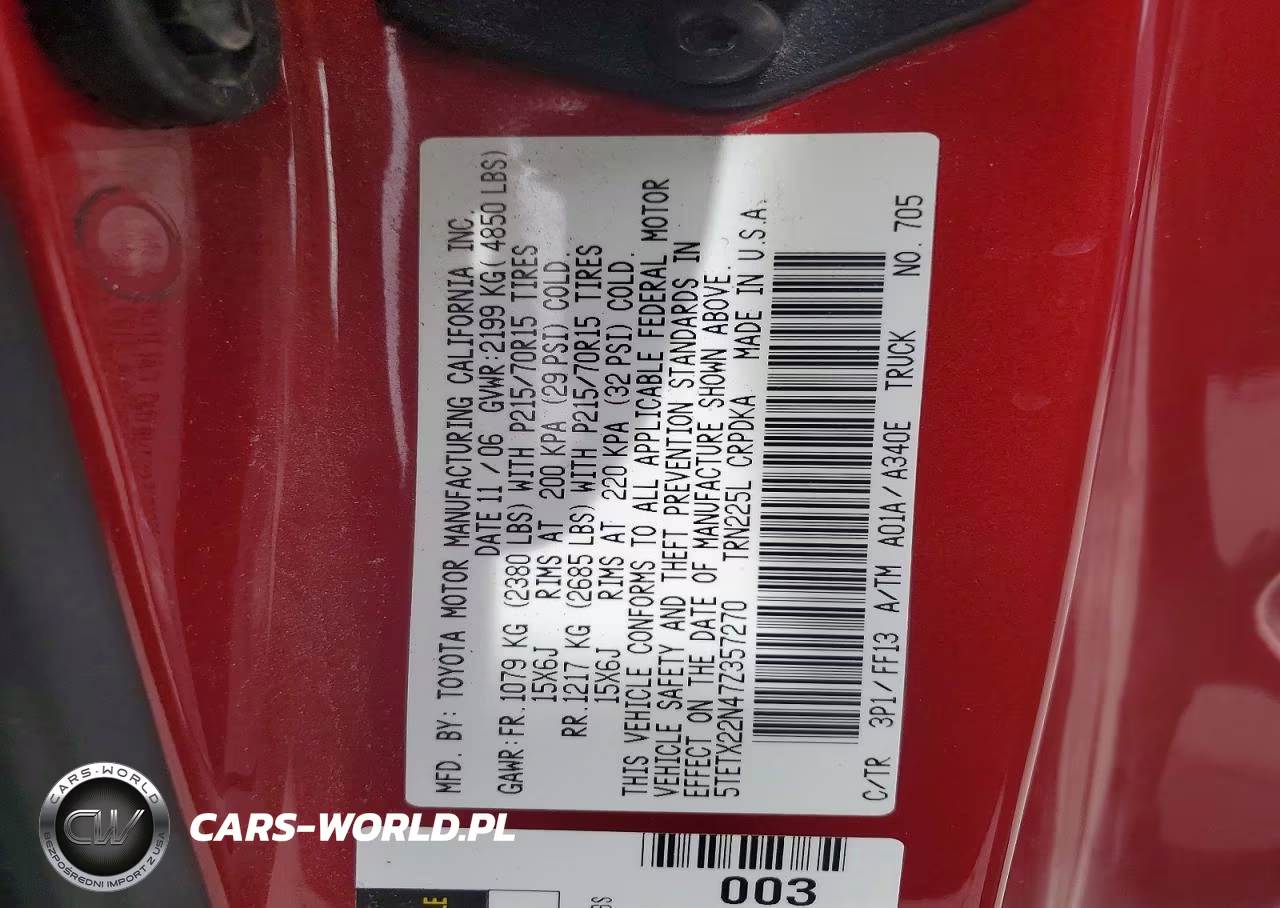 2007 Toyota Tacoma Access Cab VIN:5TETX22N47Z357270 - 12