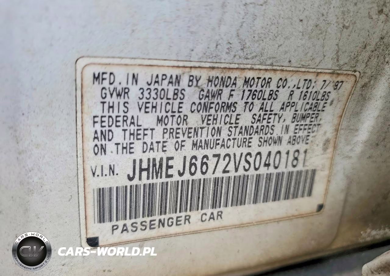 1997 Honda Civic Lx VIN:JHMEJ6672VS040181 - 12