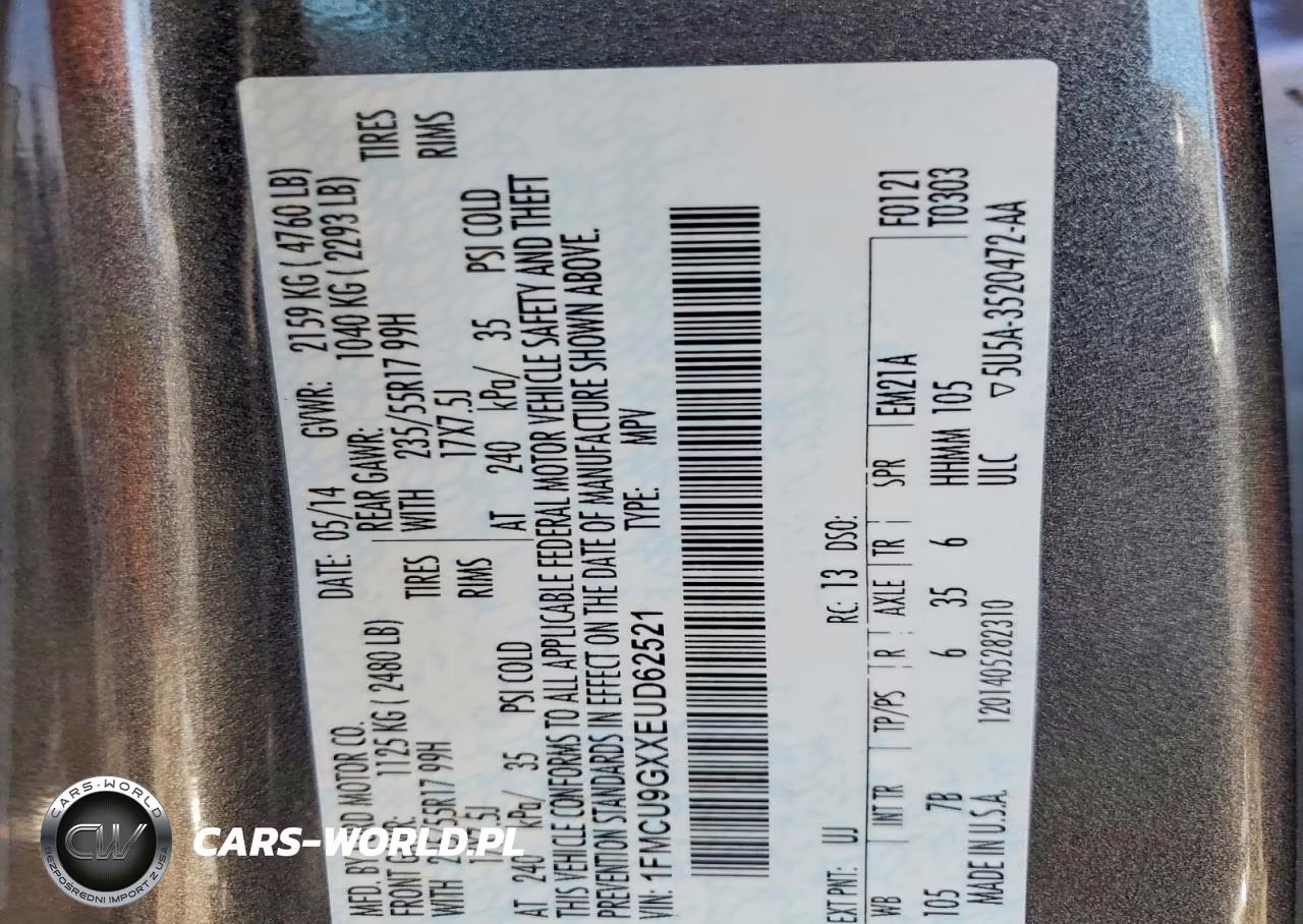 2014 Ford Escape Se VIN:1FMCU9GXXEUD62521 - 14